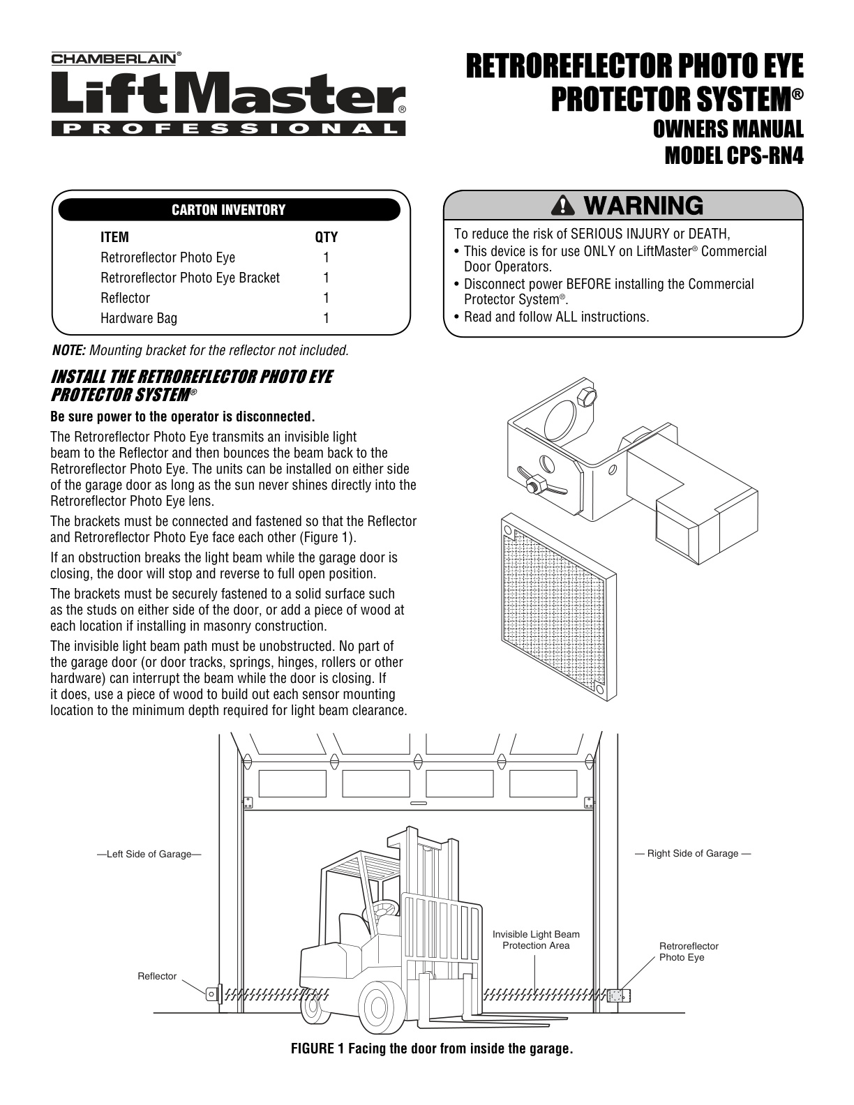 LiftMaster CPS-RN4 Owner's Manual | Door Forensics