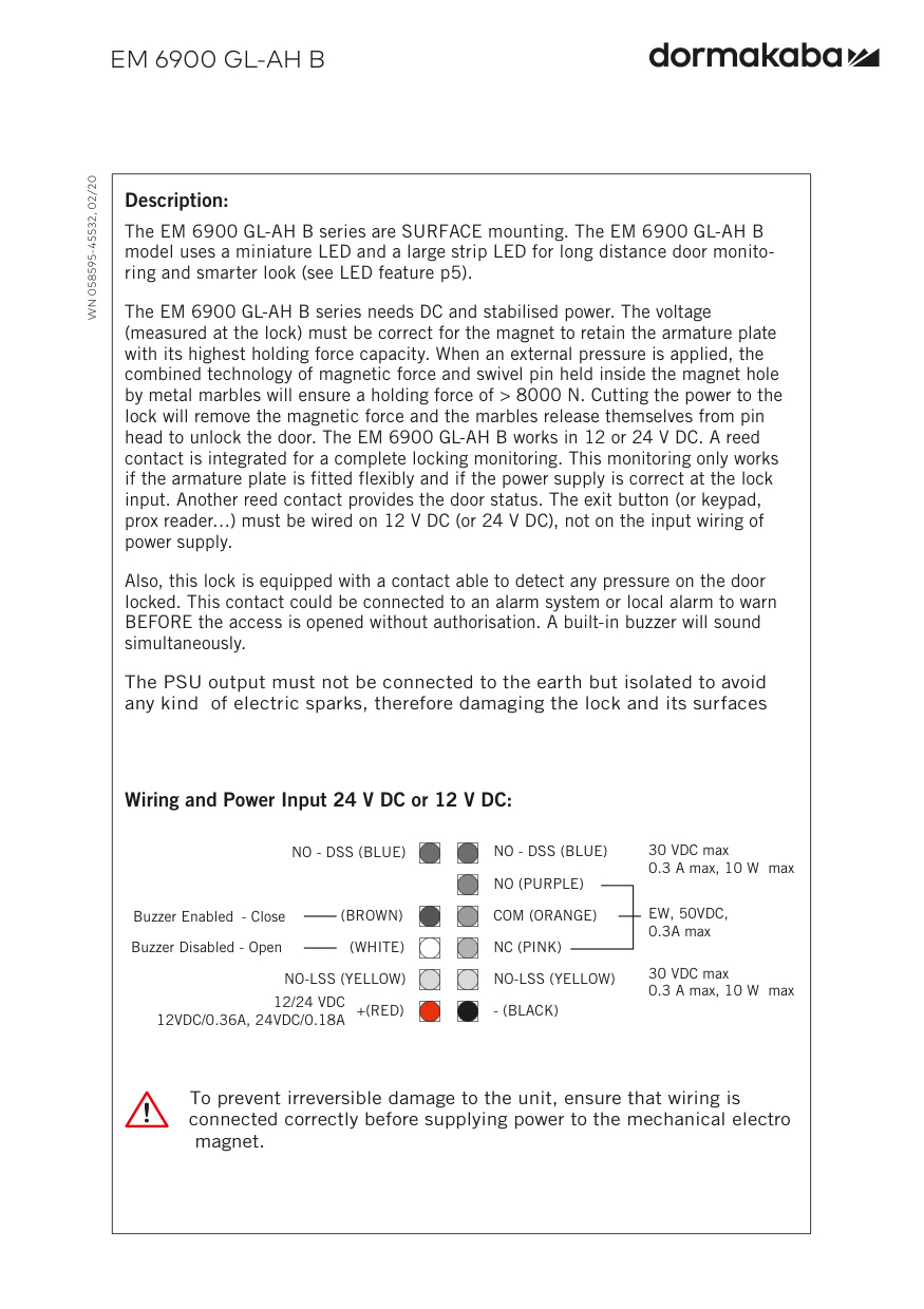 dormakaba EM 6900 GL-AH B Wiring Diagram | Door Forensics