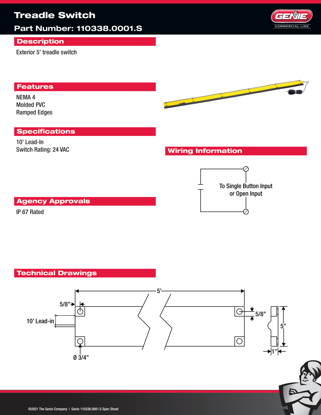 Genie 110338.0001.S Specification Sheet | Door Forensics