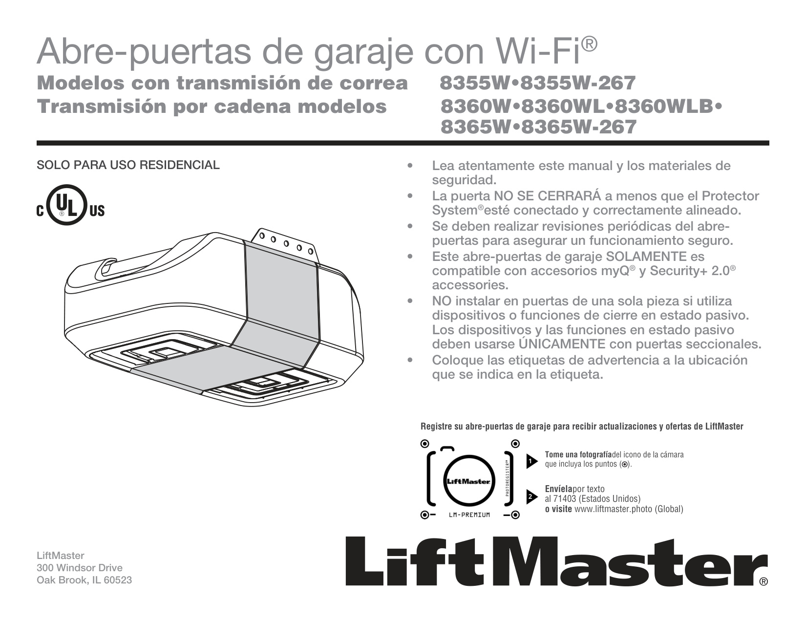LiftMaster 8355W/8360W/8365W Installation Manual | Door Forensics