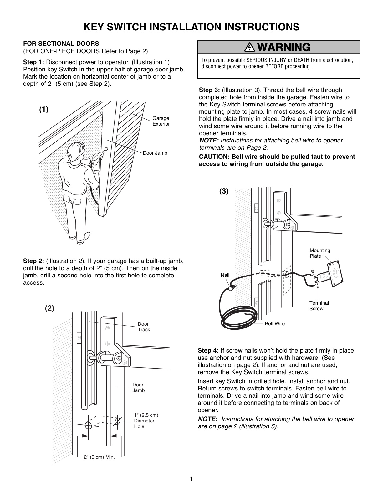 Chamberlain Key Switch Installation Manual | Door Forensics