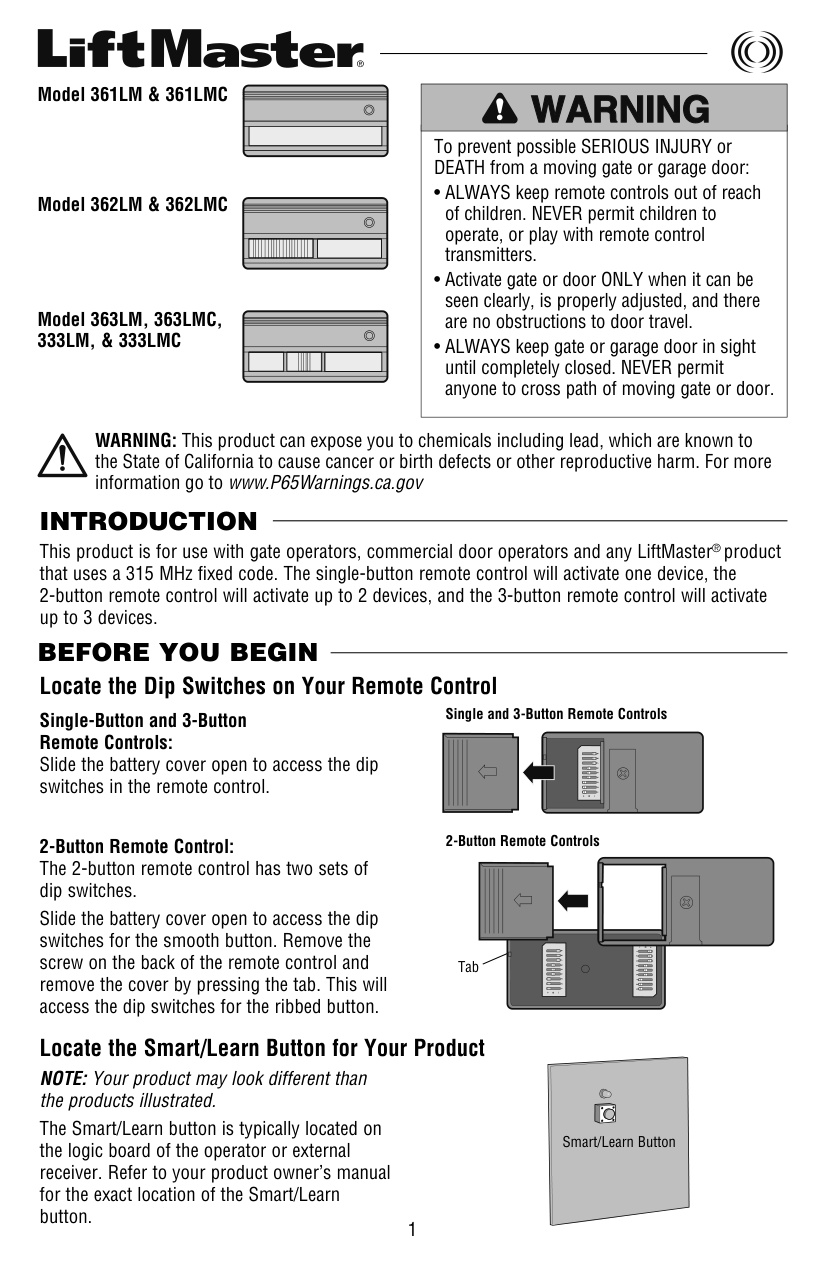 LiftMaster 361LM Programming Guide | Door Forensics