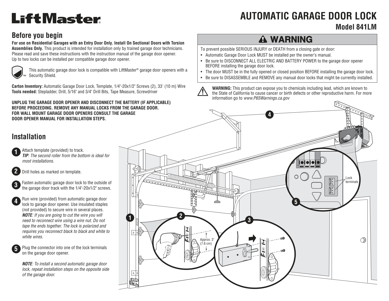 LiftMaster 841LM Installation Manual | Door Forensics