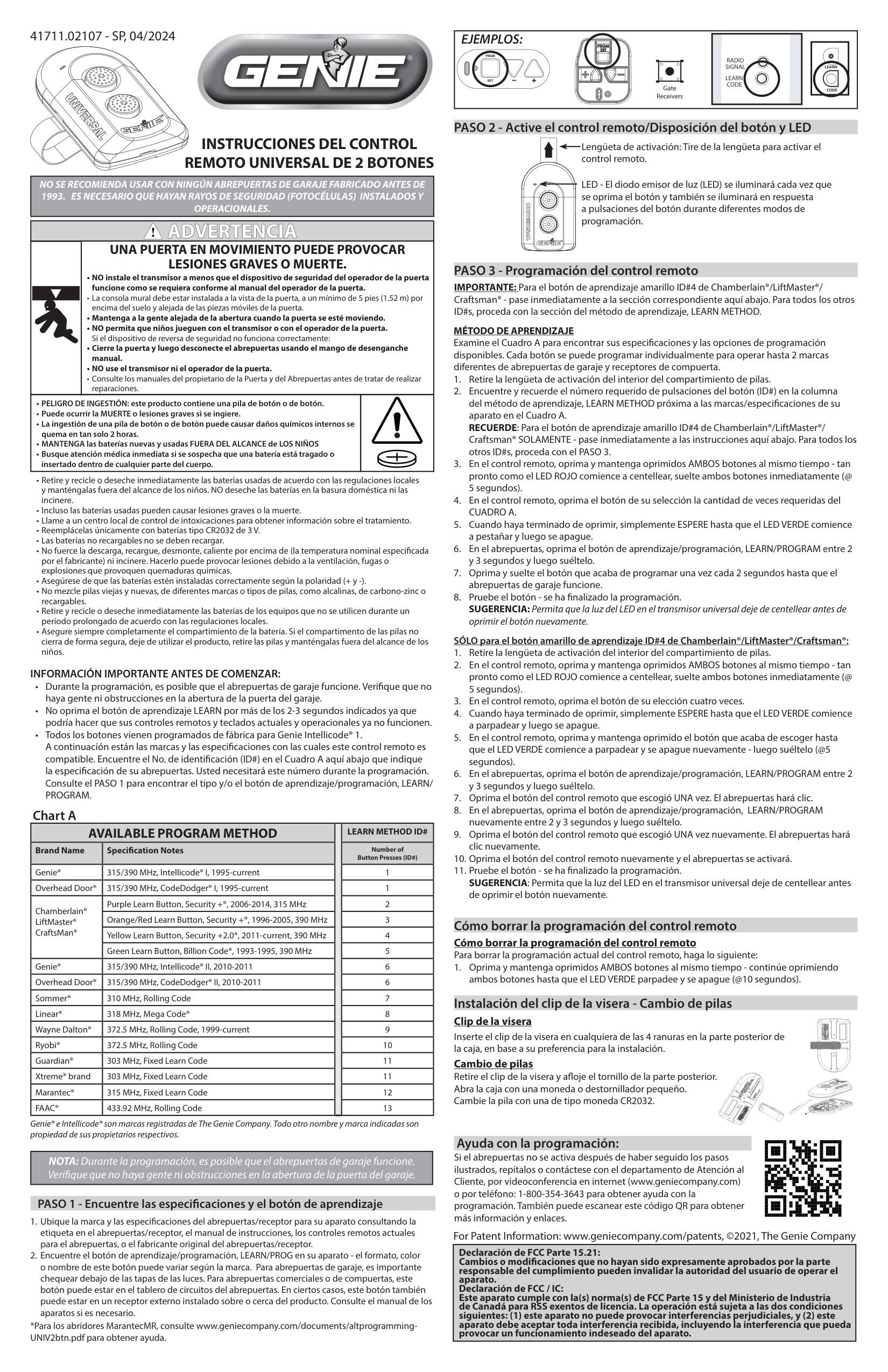 Genie 41711.02107 Programming Guide | Door Forensics