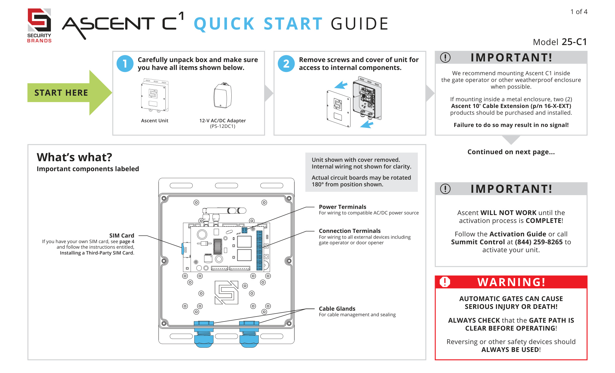 Security Brands 25-C1 Quick Start Guide | Door Forensics