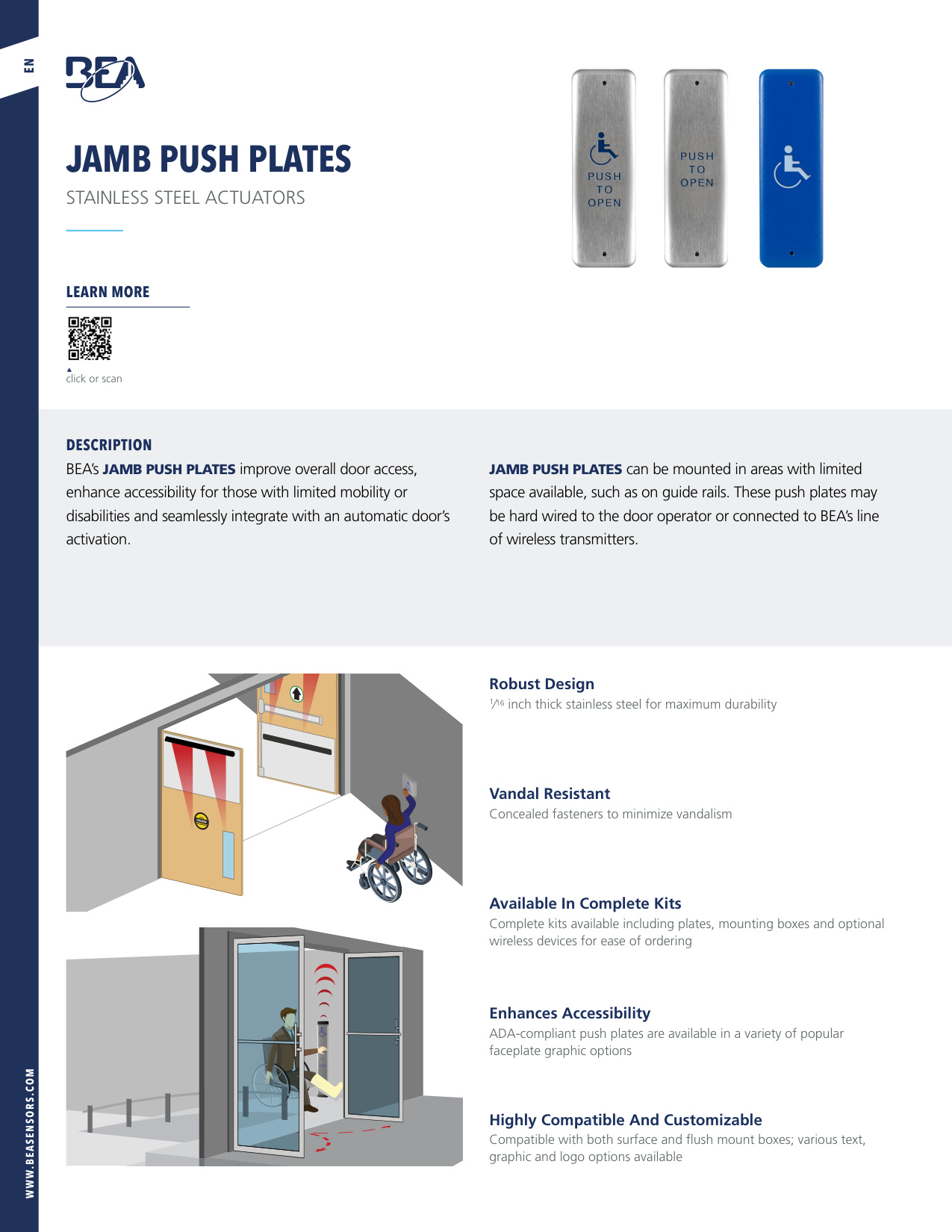 BEA Jamb Push Plate Specification Sheet | Door Forensics