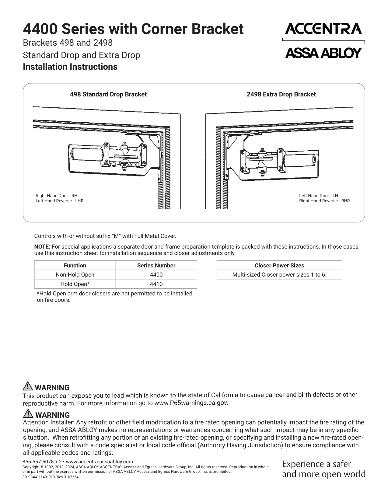 Accentra 4400 Series Installation Manual | Door Forensics
