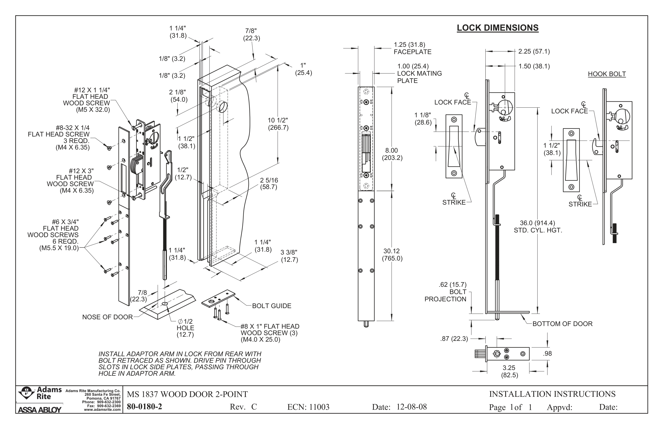 Adams Rite MS1837 Installation Manual | Door Forensics