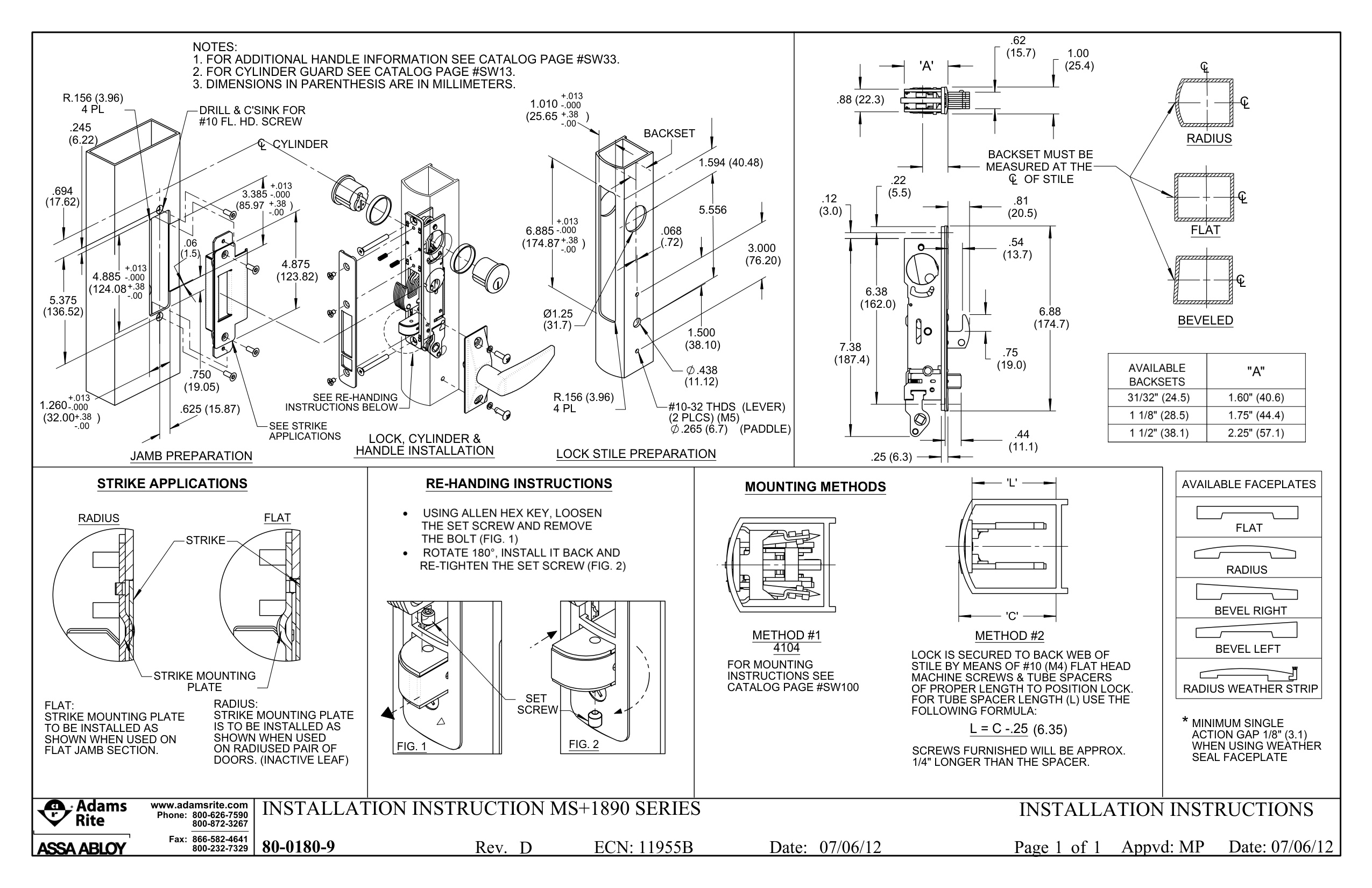 Adams Rite 4104 Installation Manual | Door Forensics