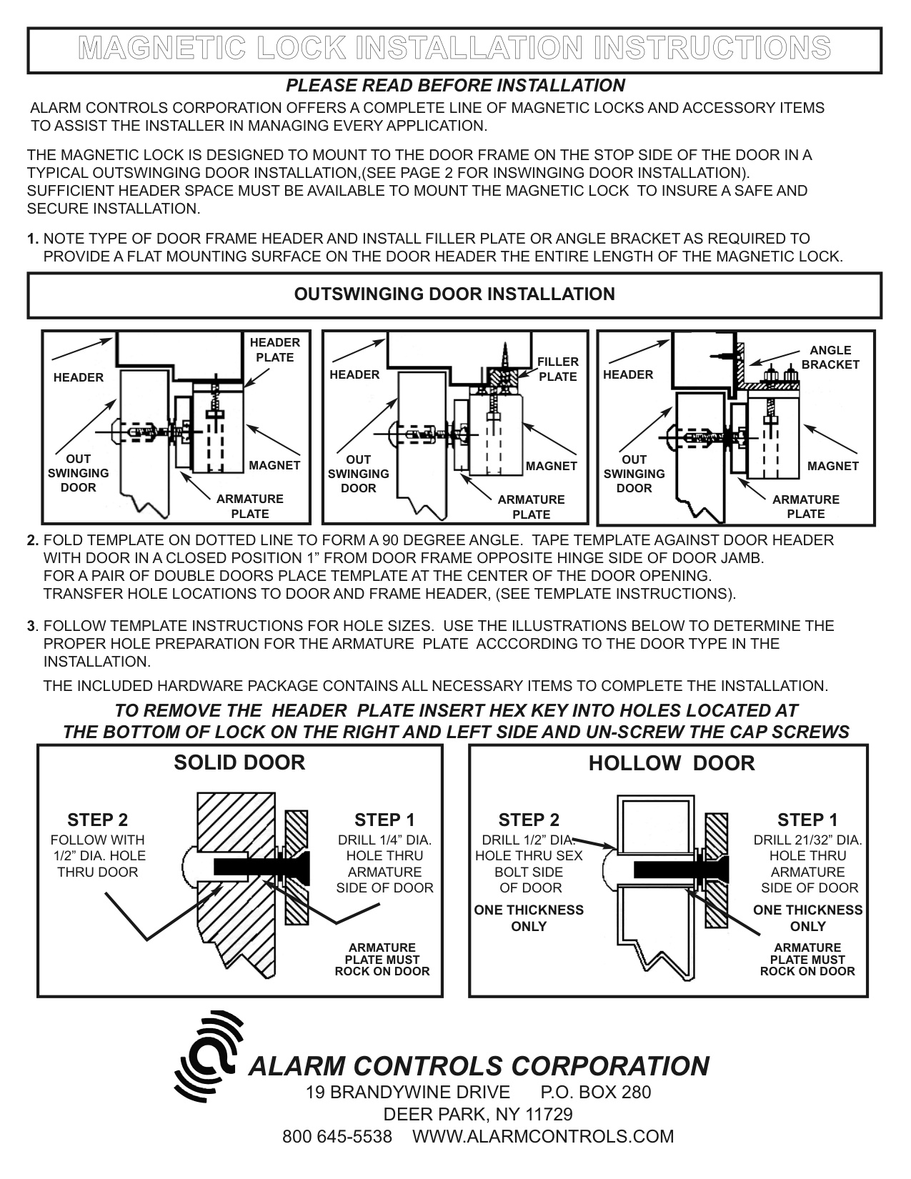 Alarm Controls Magnetic Lock Installation Manual | Door Forensics