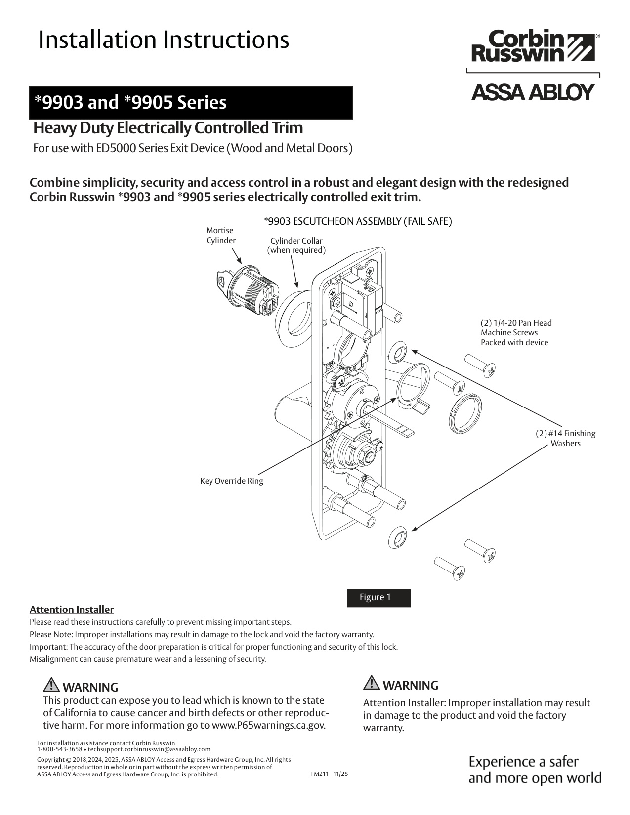 9905 Corbin Russwin 9903/9905 Installation Manual | Door Forensics