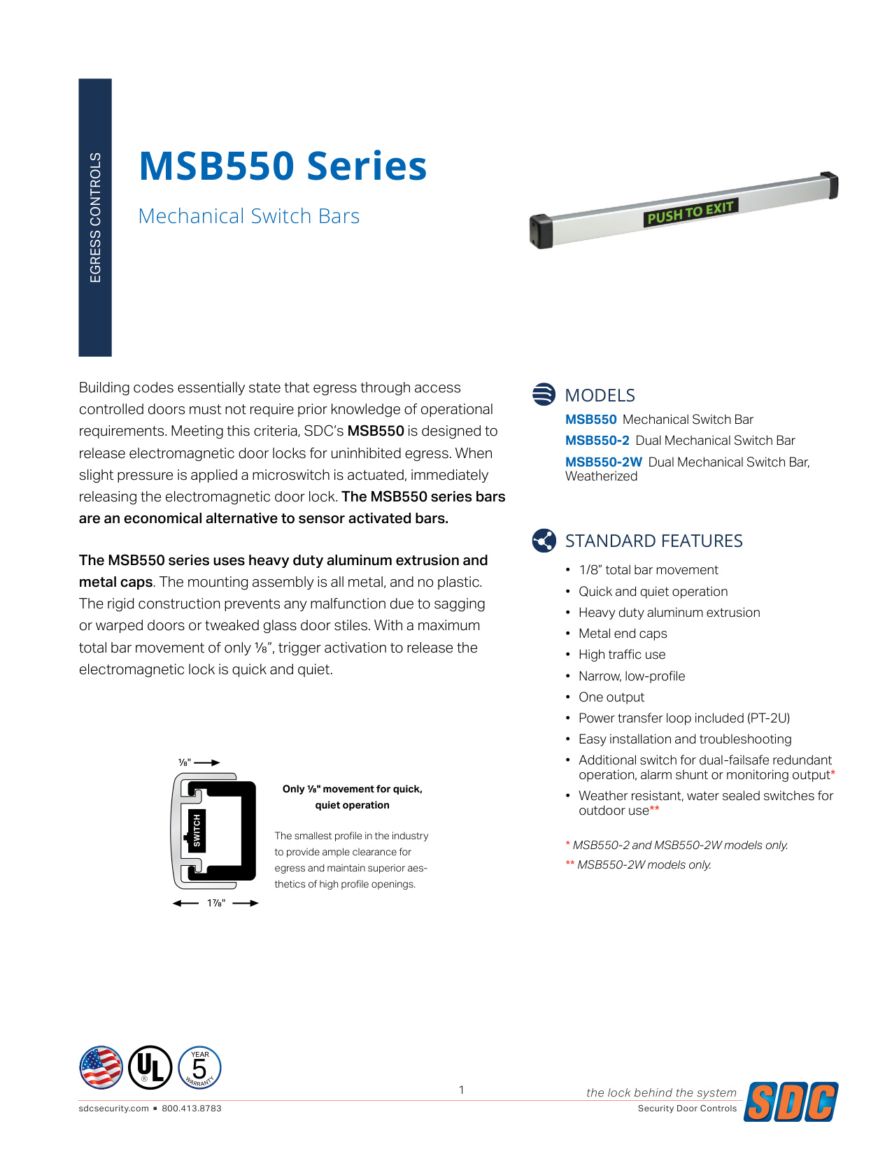 SDC MSB550 Mechanical Switch Bar Guide | Door Forensics