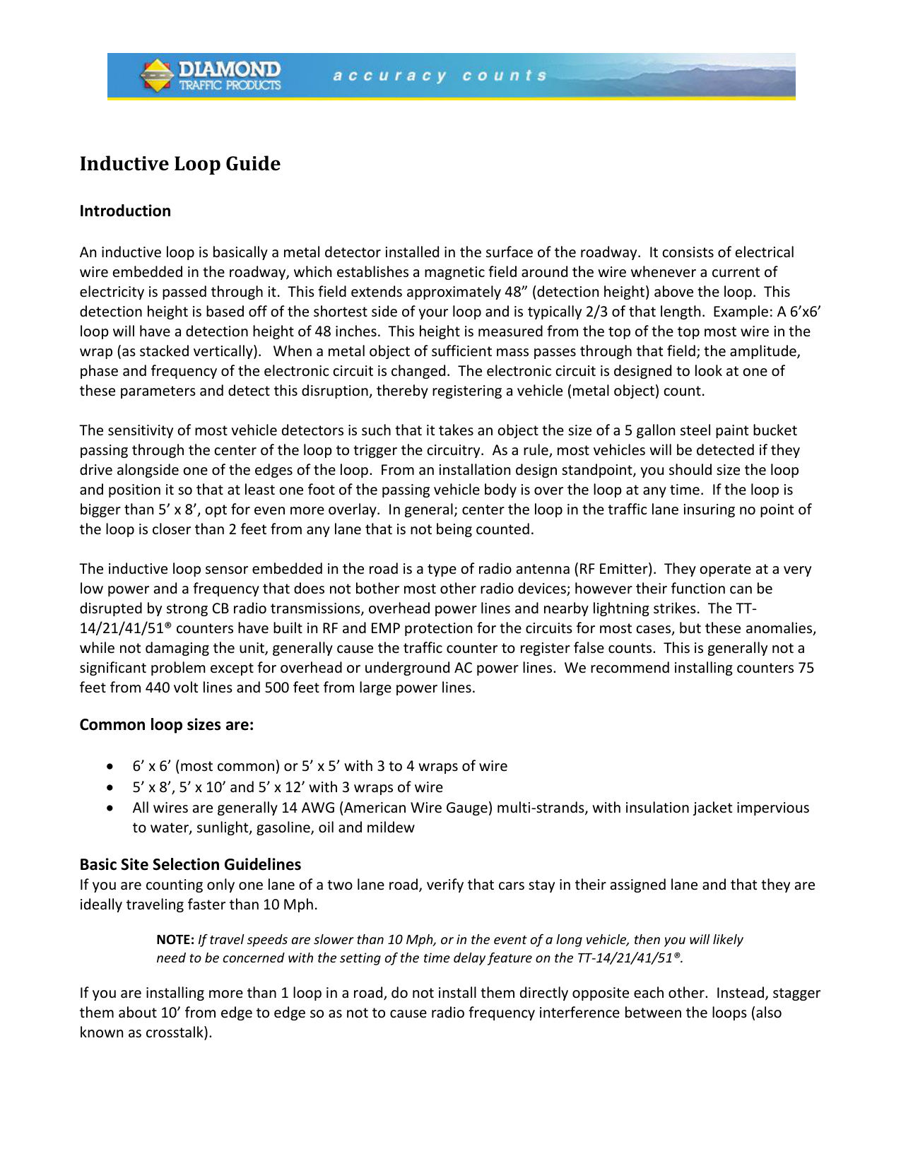 Diamond Traffic Inductive Loop Guide | Door Forensics