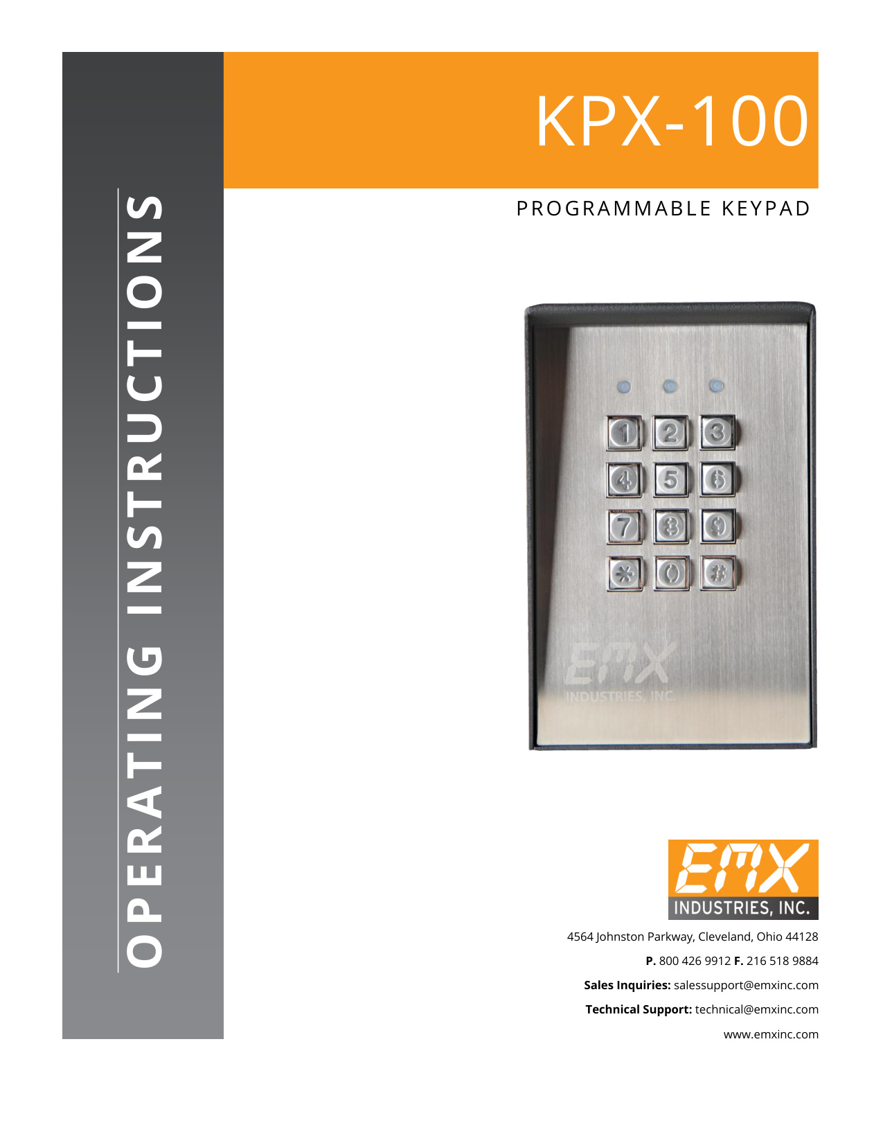 EMX KPX-100 Quick Start Guide | Door Forensics