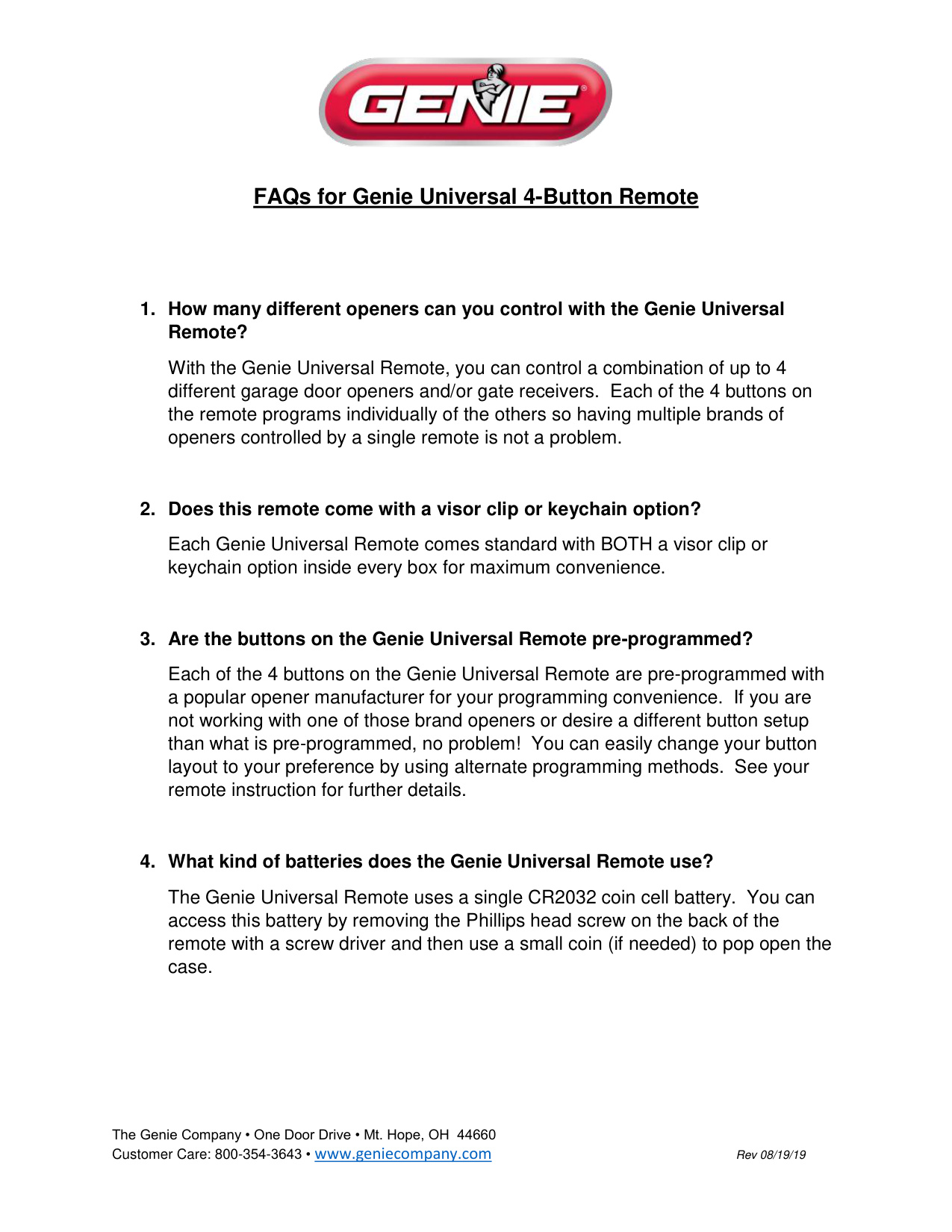 Genie Universal 4-Button Remote Troubleshooting Guide | Door Forensics