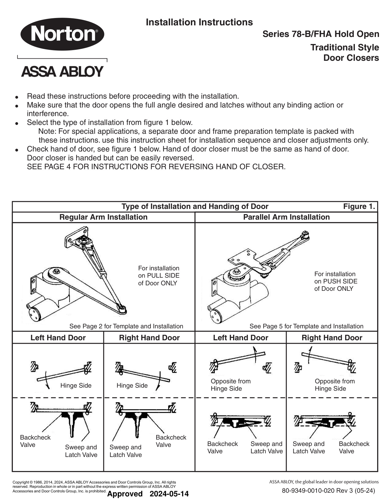 Regular Install Norton 78-B/FHA Installation Manual | Door Forensics
