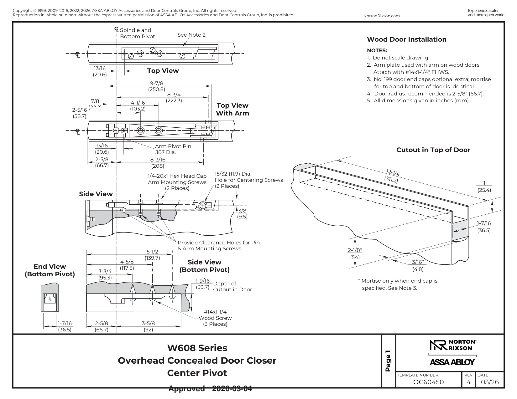 Norton Rixson W608 Series Installation Manual | Door Forensics