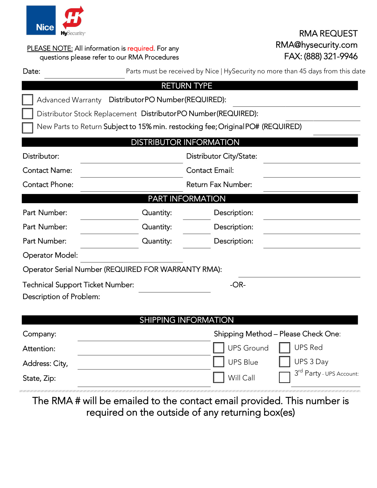 Crestron Rma Form HySecurity D0014 RMA Procedures Guide | Door Forensics