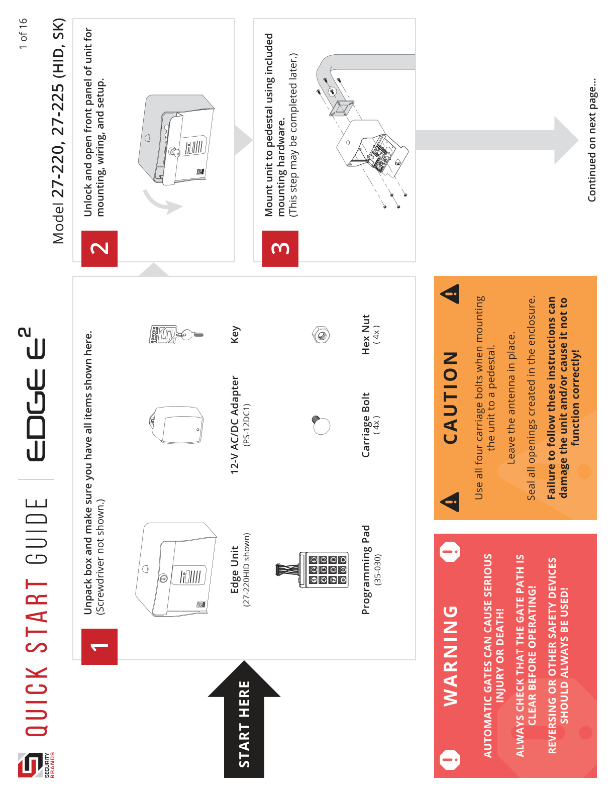 Security Brands 27-220 Quick Start Guide | Door Forensics