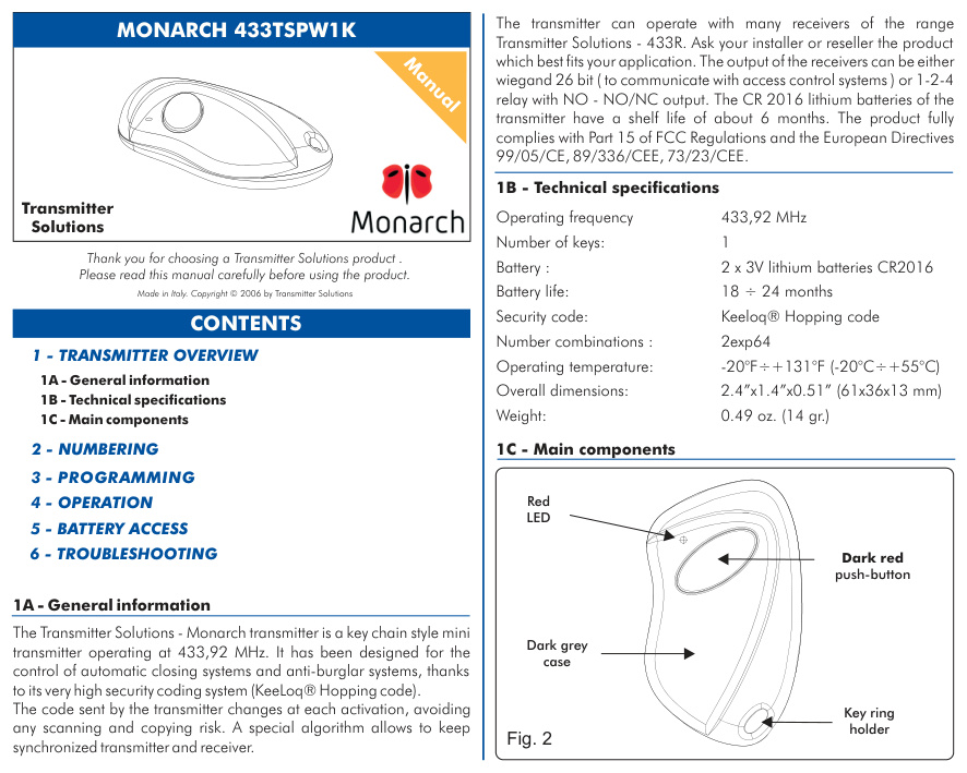 Transmitter Solutions Monarch Programming Guide | Door Forensics