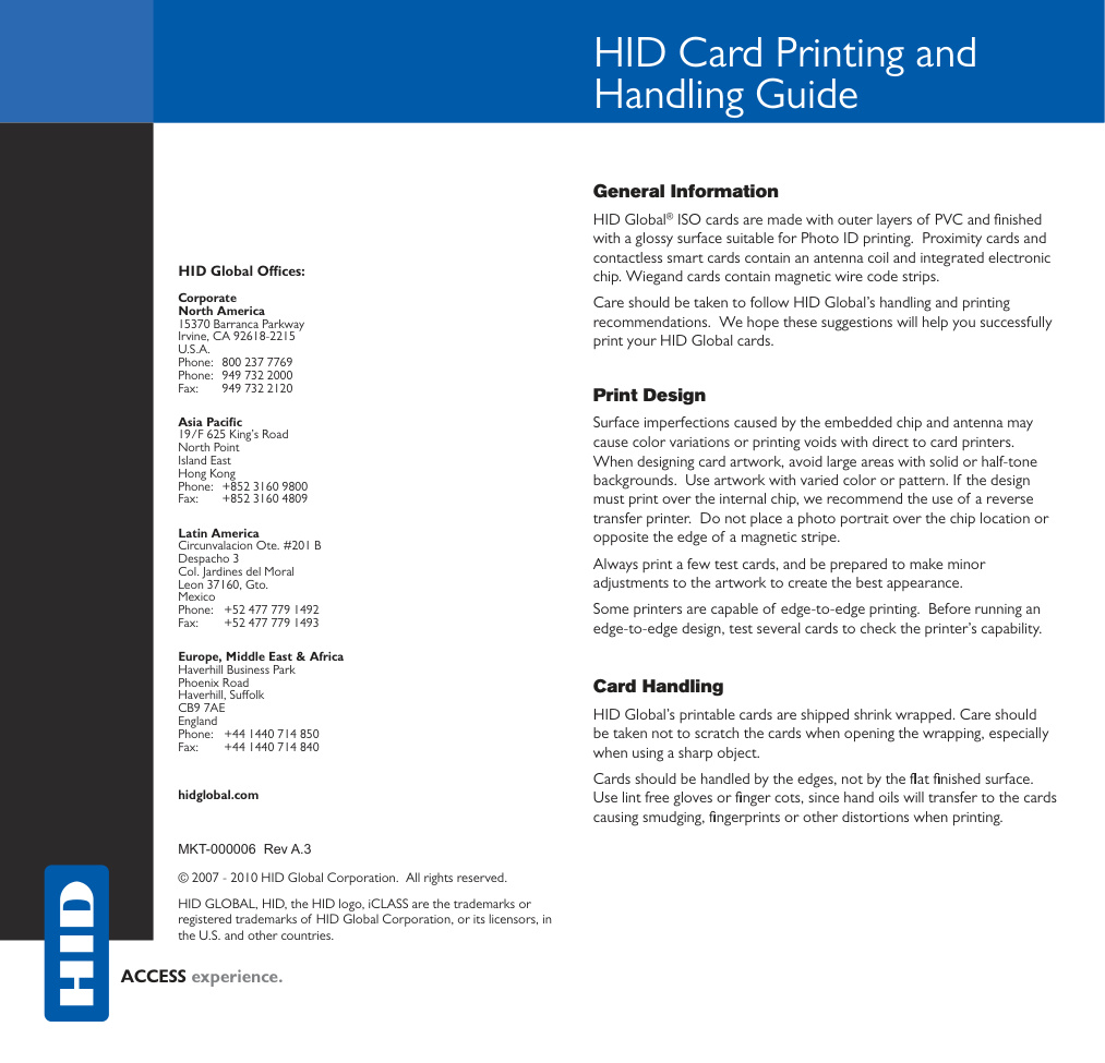 HID Global Card Printing and Handling Guide | Door Forensics