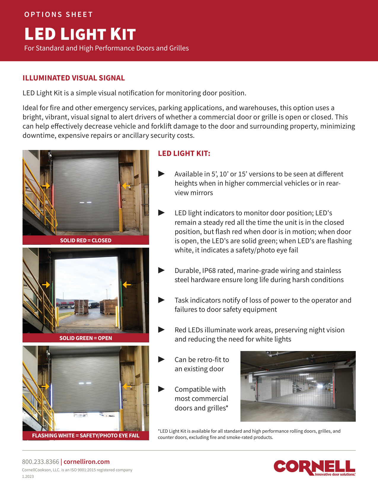 CornellCookson LED Light Kit Specification Sheet | Door Forensics